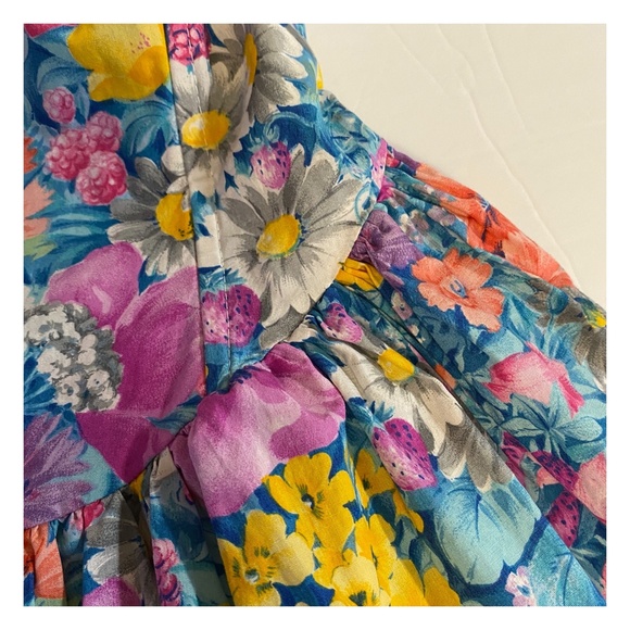 VINTAGE - STRAPLESS FLORAL MINI DRESS sz. M - Picture 8 of 9